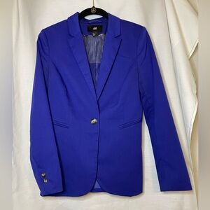 H&M Vibrant Royal Blue Suit Jacket/Blazer with One Button and Pockets Size 6